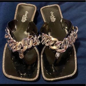 Charlotte Russe Black Sandals Flat Sz 6
